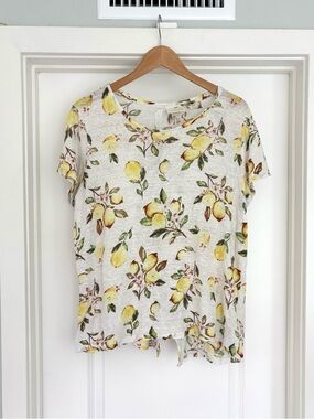 Cynthia Rowley 100% Linen Lemon Top 1X